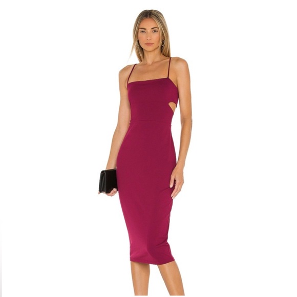 NWT Susana Monaco Raspberry Cut-Out Midi Dress Sz M - Picture 1 of 5